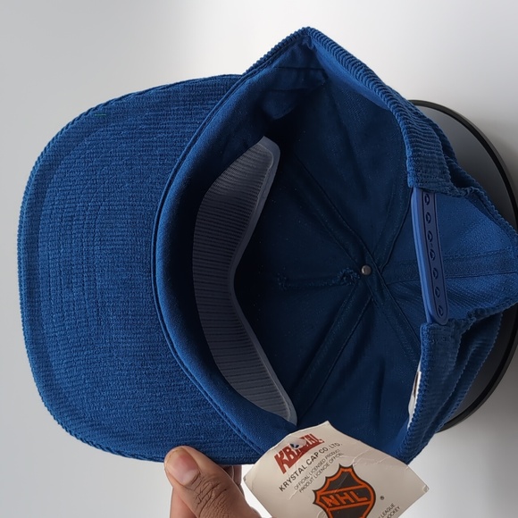 The Krystal| NWT Vintage NHL Buffalo Sabres Blue Corduroy Sports Cap Snap Back - Picture 8 of 12